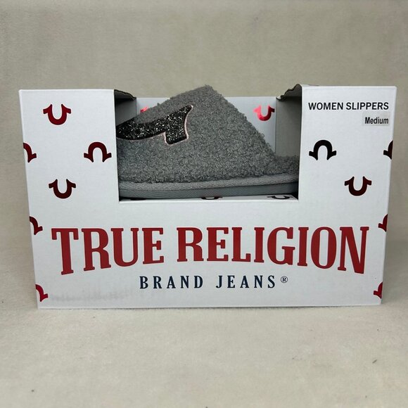 grey true religion slippers with bedazzled logo
new in box but were tried on onc - Picture 1 of 7